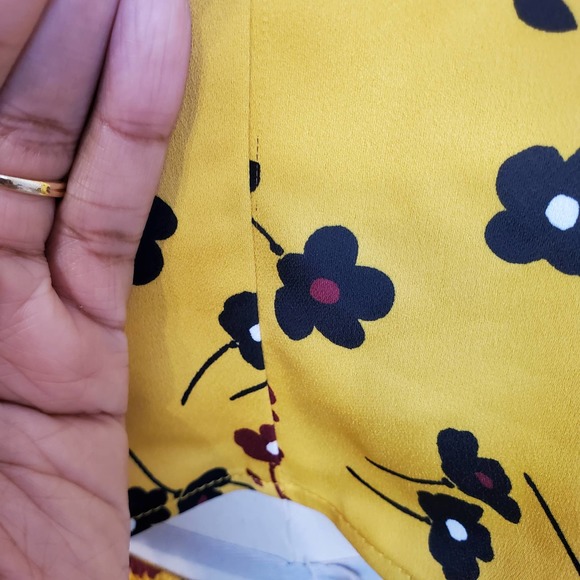 BCBGENERATION | FLORAL TIE FRONT OPEN BACK  MUSTARD DRESS WOMEN'S SIZE S… - Picture 12 of 17